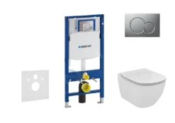 Geberit Duofix - Set Voorwandinstallatie, Toilet En Zitting Ideal Standard Tesi, Bedieningspaneel Sigma01, Aquablade, SoftClose, Mat Chroom 111.300.00.5 NU3