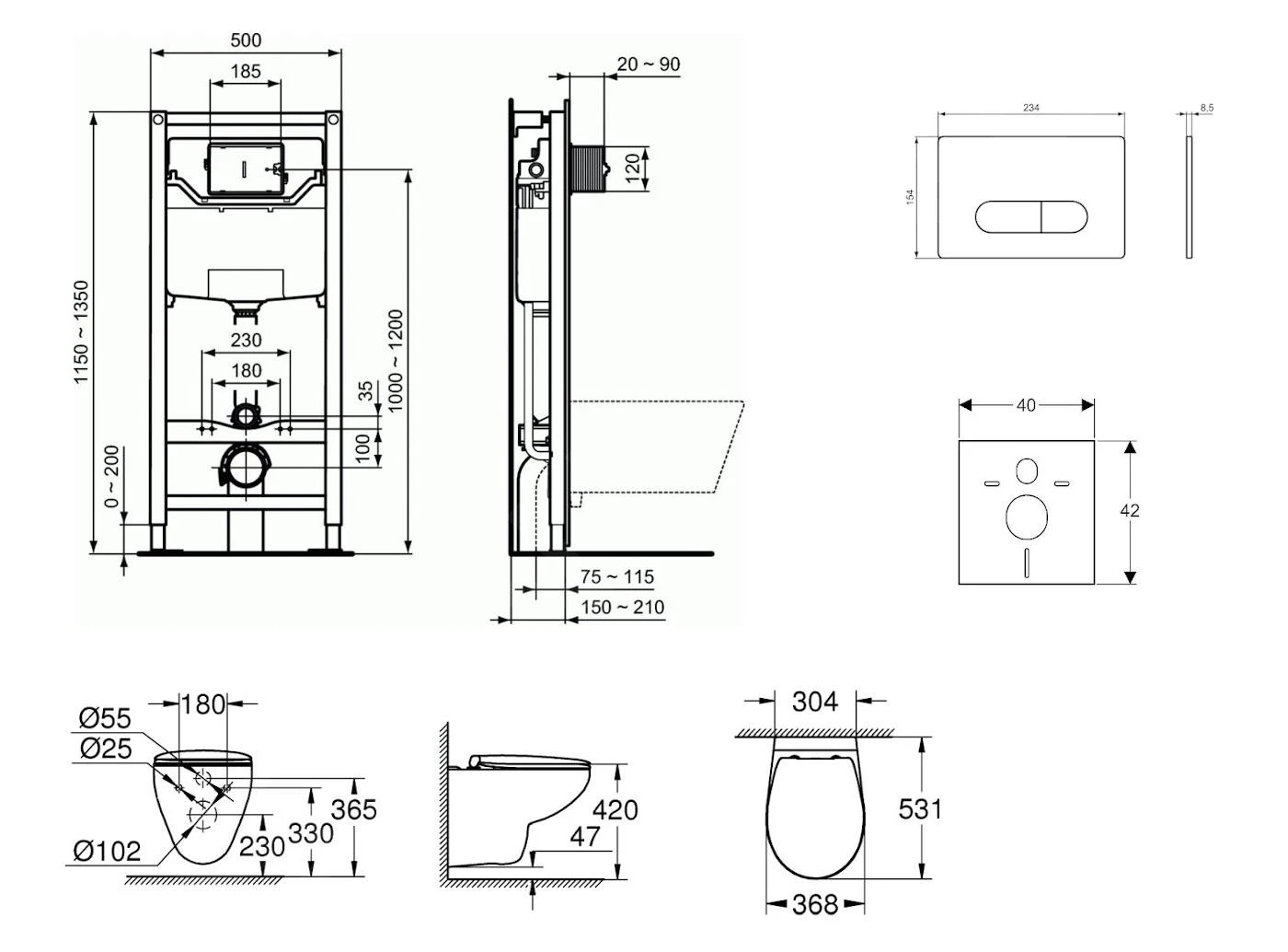 Ideal Standard ProSys - Toiletset- Inbouwreservoir, Closet, WC-zitting Bau Ceramic, Oleas M1 Bedieningsplaat, Rimless, SoftClose, Mat Chroom ProSys120M SP65 4 Ideal Standard ProSys - Toiletset- Inbouwreservoir, Closet, WC-zitting Bau Ceramic, Oleas M1 Bedieningsplaat, Rimless, SoftClose, Mat Chroom ProSys120M SP65 - Afbeelding 2