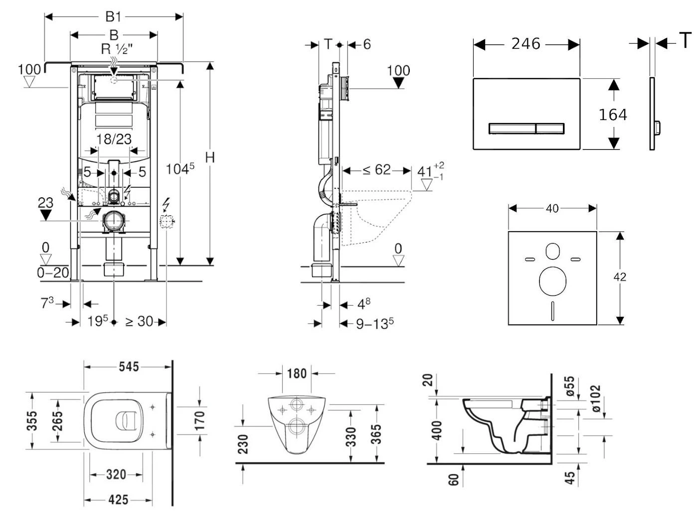 Geberit Duofix - Toiletset Met Sigma50 Bedieningsplaat, Alpine Wit + Duravit D-Code Hangend Toilet En Wc Bril, Rimless, SoftClose 111.355.00.5 NH8 4 Geberit Duofix - Toiletset Met Sigma50 Bedieningsplaat, Alpine Wit + Duravit D-Code Hangend Toilet En Wc Bril, Rimless, SoftClose 111.355.00.5 NH8 - Afbeelding 2