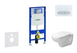Geberit Duofix - Toiletset Met Sigma50 Bedieningsplaat, Alpine Wit + Duravit D-Code Hangend Toilet En Wc Bril, Rimless, SoftClose 111.300.00.5 NH8