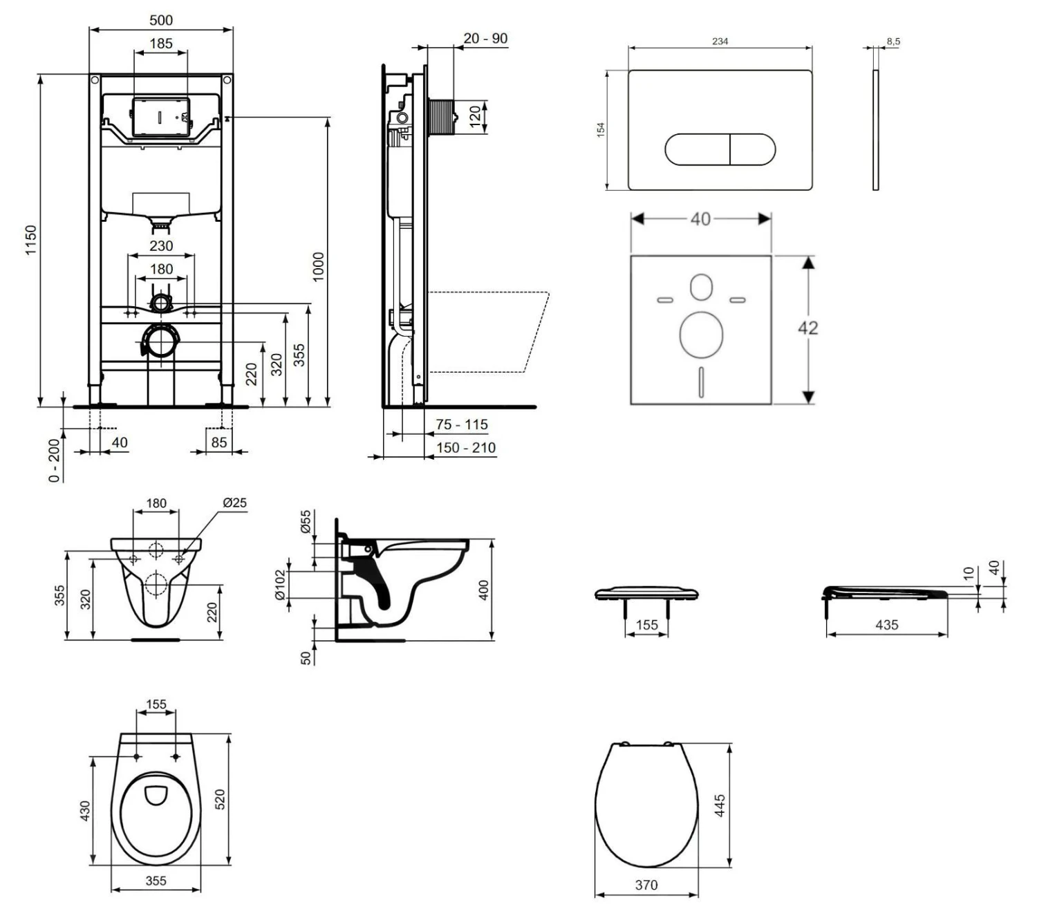 Ideal Standard ProSys - Toiletset - Inbouwreservoir, Closet Alpha Met WC-zitting, Oleas M1 Bedieningsplaat, Wit ProSys120M SP34 4 Ideal Standard ProSys - Toiletset - Inbouwreservoir, Closet Alpha Met WC-zitting, Oleas M1 Bedieningsplaat, Wit ProSys120M SP34 - Afbeelding 2