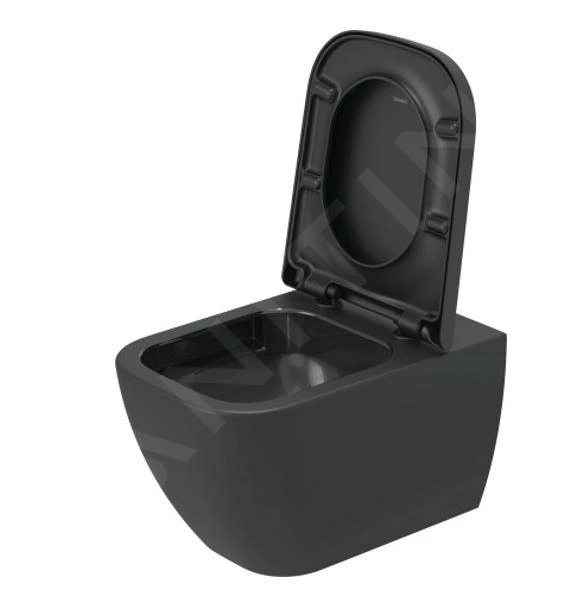 Duravit Happy D.2 - Hangend Toilet, Rimless, WonderGliss, Antracit 22220989001 6 Duravit Happy D.2 - Hangend Toilet, Rimless, WonderGliss, Antracit 22220989001 - Afbeelding 4