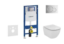 Duravit winkel 23 Geberit Duofix - Inbouwreservoir Voor Hangend Toilet Met SIGMA01 Bedieningsknop, Glanzend Chroom + Ideal Standard Tesi - Hangend Toilet En Wc-bril, Aquablade, SoftClose 111.300.00.5 NU2