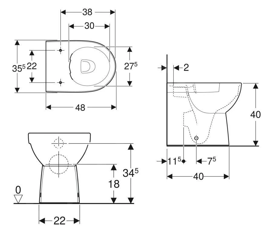 Geberit Selnova Compact - Staande WC, Rimfree, Wit 500.394.01.1 4 Geberit Selnova Compact - Staande WC, Rimfree, Wit 500.394.01.1 - Afbeelding 2