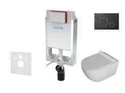 Kielle Genesis - Set Voorwandinstallatie, Toilet Gaia, Toiletbril Softclose En Bedieningspaneel Gemini II, Mat Zwart / Chroom 30505SZ08