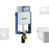 Geberit Kombifix - Inbouwreservoir Voor Hangend Toilet Met SIGMA30 Bedieningsknop, Wit/glanzend Chroom + Tece One - Hangend Douche-wc En Wc-bril, Rimless, SoftClose 110.302.00.5 NT5 -Duravit winkel 395925eb281ec622faa1c953