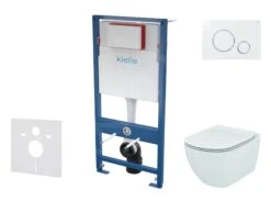 Duravit winkel 37 Kielle Genesis - Voorwand Montageset, Tesi Toilet En Softclose Toiletbril, Aquablade, Gemini II Bedieningspaneel, Glanzend Wit/chroom SANI11AD3101