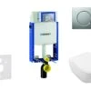 Geberit Kombifix - Toiletset Met Sigma01 Bedieningsplaat, Mat Chroom + Villeroy Boch Hangend Toilet En Wc Bril, SoftClose, DirectFlush, CeramicPlus 110.302.00.5 NI3