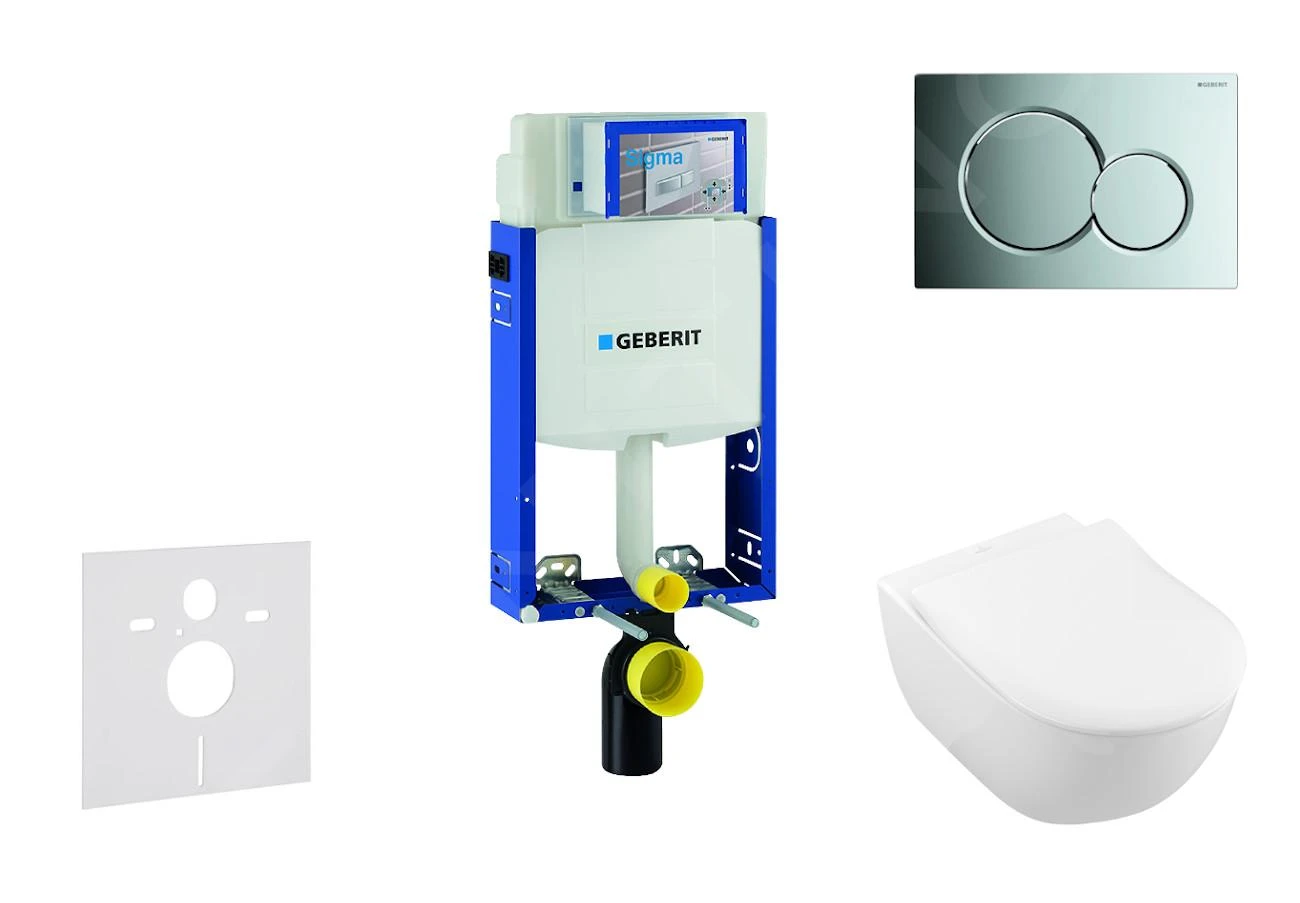 Geberit Kombifix - Toiletset Met Sigma01 Bedieningsplaat, Glanzend Chroom + Villeroy Boch Hangend Toilet En Wc Bril, DirectFlush, SoftClose, CeramicPlus 110.302.00.5 NI2 3 Geberit Kombifix - Toiletset Met Sigma01 Bedieningsplaat, Glanzend Chroom + Villeroy Boch Hangend Toilet En Wc Bril, DirectFlush, SoftClose, CeramicPlus 110.302.00.5 NI2