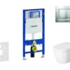 Geberit Duofix - Toiletset Met Sigma30 Bedieningsplaat, Mat Chroom/chroom + Duravit ME By Starck Hangend Toilet En Wc Bril, Rimless, SoftClose 111.300.00.5 NM7