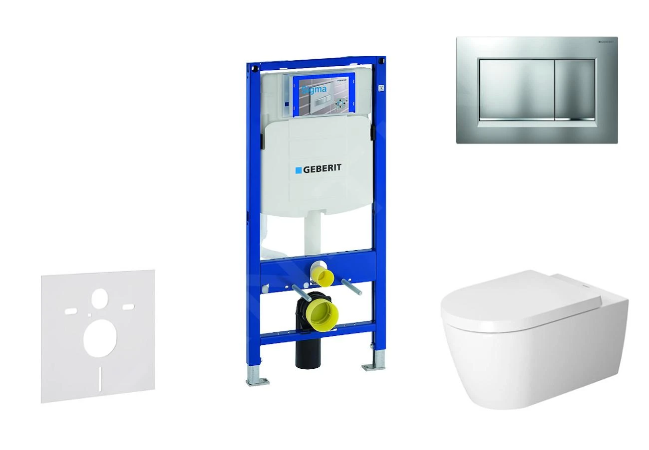 Geberit Duofix - Toiletset Met Sigma30 Bedieningsplaat, Mat Chroom/chroom + Duravit ME By Starck Hangend Toilet En Wc Bril, Rimless, SoftClose 111.300.00.5 NM7 3 Geberit Duofix - Toiletset Met Sigma30 Bedieningsplaat, Mat Chroom/chroom + Duravit ME By Starck Hangend Toilet En Wc Bril, Rimless, SoftClose 111.300.00.5 NM7