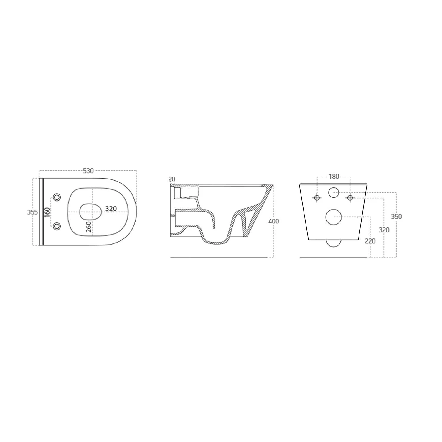 Sapho Keramiek - Avva Wandcloset, Rimless, Wit 100314 4 Sapho Keramiek - Avva Wandcloset, Rimless, Wit 100314 - Afbeelding 2