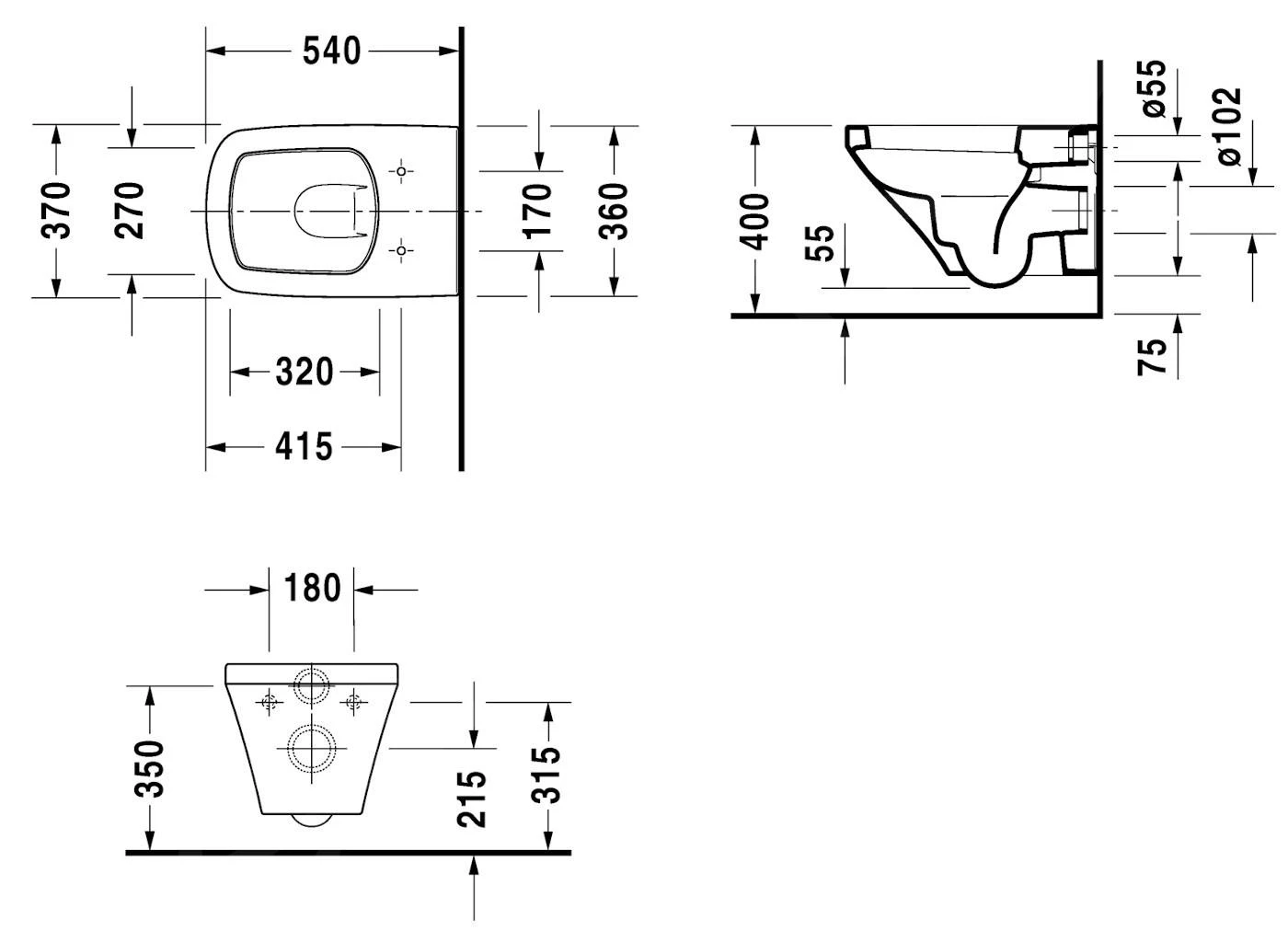 Duravit DuraStyle - Wandcloset, Met WonderGliss, Wit 25520900001 4 Duravit DuraStyle - Wandcloset, Met WonderGliss, Wit 25520900001 - Afbeelding 2