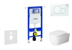 Geberit Duofix - Toiletset Met Sigma01 Bedieningsplaat, Alpine Wit + Duravit ME By Starck Hangend Toilet En Wc Bril, Rimless, SoftClose 111.355.00.5 NM1