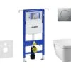 Geberit Duofix - Inbouwreservoir Voor Hangend Toilet Met SIGMA01 Bedieningsknop, Mat Chroom + Tece One - Hangend Douche-wc En Wc-bril, Rimless, SoftClose 111.355.00.5 NT3