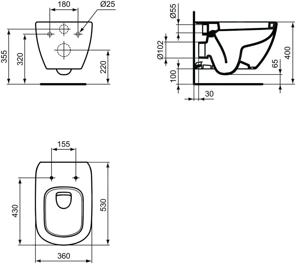 Ideal Standard Tesi - Hangend Toilet, Wit T007801 4 Ideal Standard Tesi - Hangend Toilet, Wit T007801 - Afbeelding 2