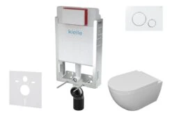 Kielle Genesis - Set Voorwandinstallatie, Toilet Met Toiletbril Softclose En Bedieningspaneel Gemini II, Wit/chroom 30505SZ17