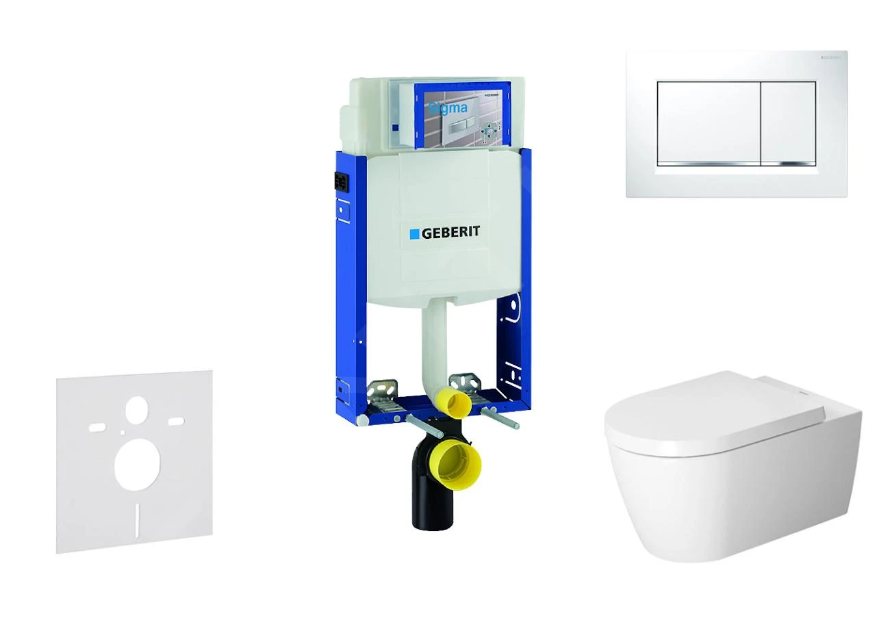 Geberit Kombifix - Toiletset Met Sigma30 Bedieningsplaat, Wit/glanzend Chroom + Duravit ME By Starck Hangend Toilet En Wc Bril, Rimless, SoftClose 110.302.00.5 NM5 3 Geberit Kombifix - Toiletset Met Sigma30 Bedieningsplaat, Wit/glanzend Chroom + Duravit ME By Starck Hangend Toilet En Wc Bril, Rimless, SoftClose 110.302.00.5 NM5