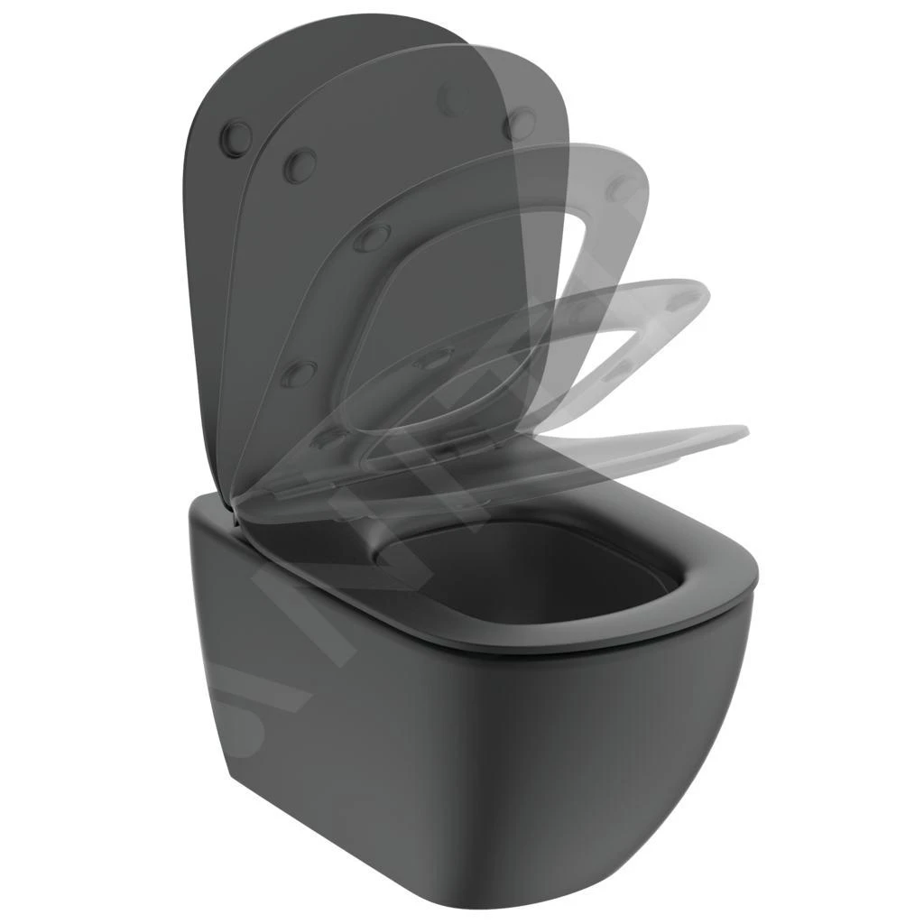 Ideal Standard Tesi - Hangend Toilet Met SoftClose Wc Bril, Aquablade, Zwart T3546V3 5 Ideal Standard Tesi - Hangend Toilet Met SoftClose Wc Bril, Aquablade, Zwart T3546V3 - Afbeelding 3