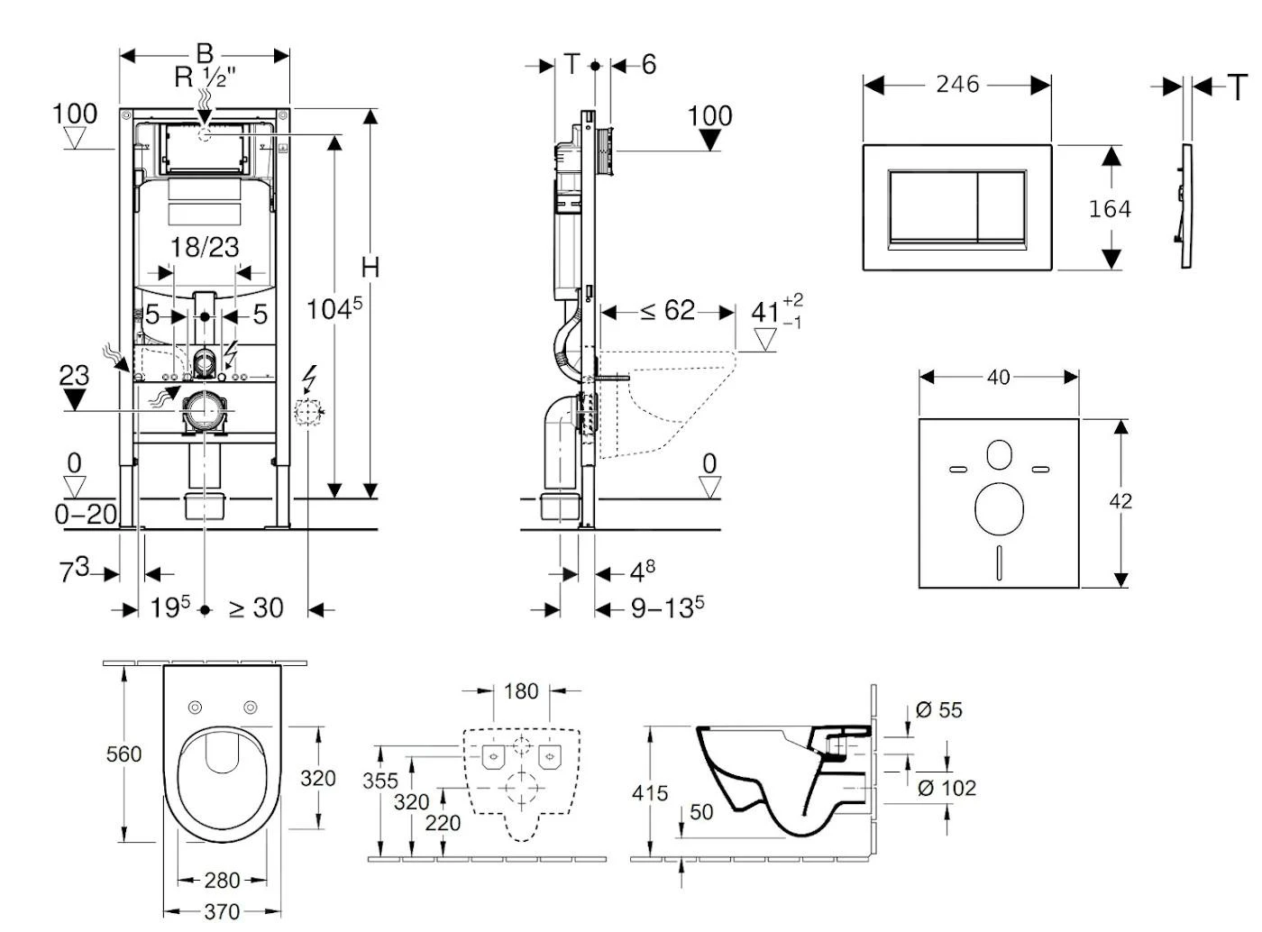 Geberit Duofix - Toiletset Met Sigma30 Bedieningsplaat, Wit/glanzend Chroom + Villeroy Boch Hangend Toilet En Wc Bril, DirectFlush, SoftClose, CeramicPlus 111.300.00.5 NI5 4 Geberit Duofix - Toiletset Met Sigma30 Bedieningsplaat, Wit/glanzend Chroom + Villeroy Boch Hangend Toilet En Wc Bril, DirectFlush, SoftClose, CeramicPlus 111.300.00.5 NI5 - Afbeelding 2