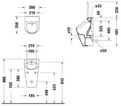 Duravit ME By Starck - Urinoir, Achterste Inlaat, Rimless, WonderGliss, Wit 28123000001 -Duravit winkel b6303c8531081a7aab67a879 3