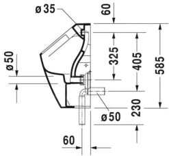 Duravit ME By Starck - Urinoir, Afvoer Horizontaal, Rimless, Met HygieneGlaze, Wit 2809302000 11 Duravit ME By Starck - Urinoir, Afvoer Horizontaal, Rimless, Met HygieneGlaze, Wit 2809302000 -Duravit winkel b7421fe697886891e578a555