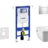 Geberit Duofix - Inbouwreservoir Voor Hangend Toilet Met SIGMA30 Bedieningsknop, Glanzend Chroom/chroom Mat + Tece One - Hangend Douche-wc En Wc-bril, Rimless, SoftClose 111.355.00.5 NT6
