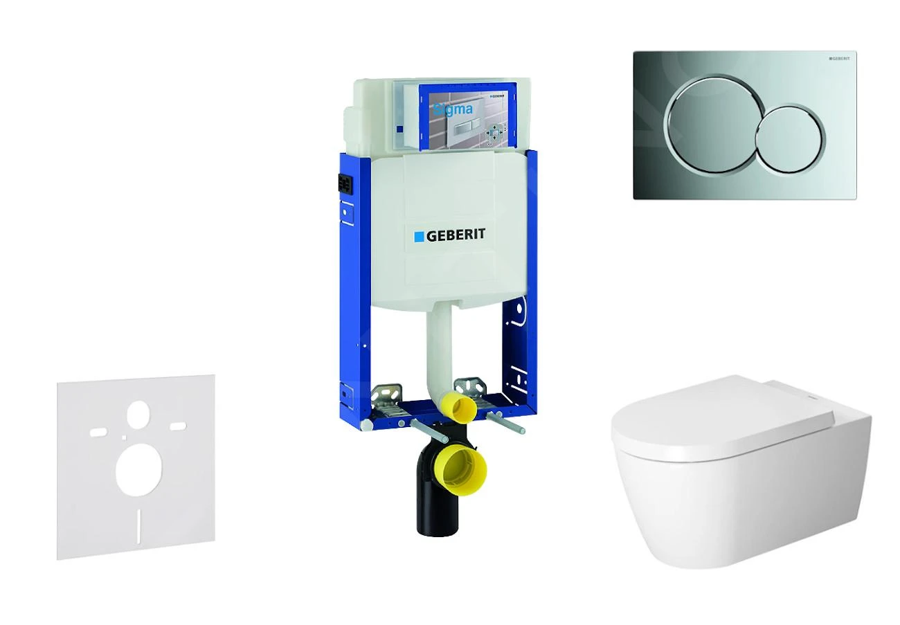 Geberit Kombifix - Toiletset Met Sigma01 Bedieningsplaat, Glanzend Chroom + Duravit ME By Starck Hangend Toilet En Wc Bril, Rimless, SoftClose 110.302.00.5 NM2 3 Geberit Kombifix - Toiletset Met Sigma01 Bedieningsplaat, Glanzend Chroom + Duravit ME By Starck Hangend Toilet En Wc Bril, Rimless, SoftClose 110.302.00.5 NM2