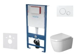 Kielle Genesis - Voorwand Montageset, ME By Starck Toilet En Softclose Toiletbril, Gemini II Bedieningspaneel, Glanzend Wit/chroom SANI11AP3101