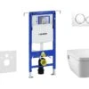 Geberit Duofix - Inbouwreservoir Voor Hangend Toilet Met SIGMA20 Bedieningsknop, Wit/glanzend Chroom + Tece One - Hangend Douche-wc En Wc-bril, Rimless, SoftClose 111.355.00.5 NT4