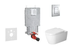Grohe Uniset - Complete Toiletset, Wand-wc + Me By Starck Toiletzitting, Rimless, SoftClose, + Bedieningsplaat Skate Cosmo, Chroom 38643SET-KM