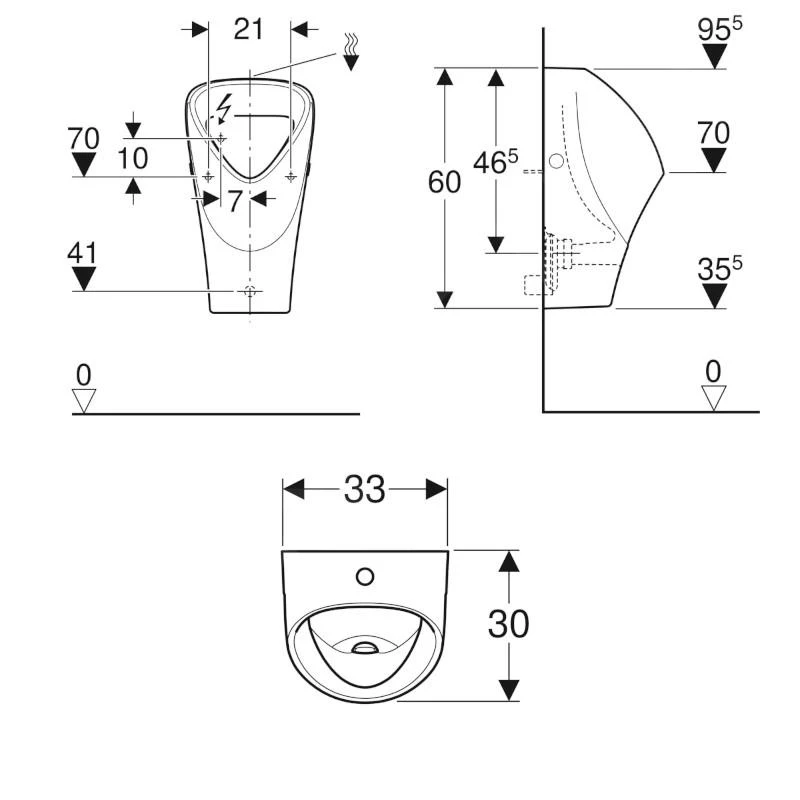 Geberit Selnova - Urinoir Trigonal, Bovenste Waterinlaat, Wit 501.676.00.1 4 Geberit Selnova - Urinoir Trigonal, Bovenste Waterinlaat, Wit 501.676.00.1 - Afbeelding 2