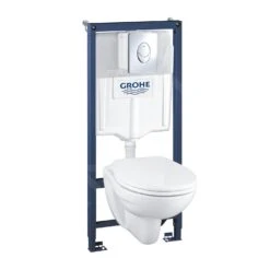 Grohe Solido - Complete Toiletset Met Inbouwreservoir, Hangtoilet En Softclose Wc Bril, Skate Air Bedieningsplaat, Chroom 39192000