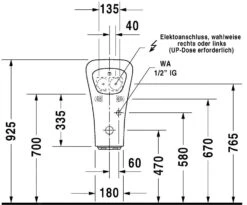 Duravit DuraStyle - Urinoir, Elektrische Bediening, Afval Achteraan, Rimless, Met WonderGliss, Wit 28063100931 -Duravit winkel f4b417e49e7455b349902d36